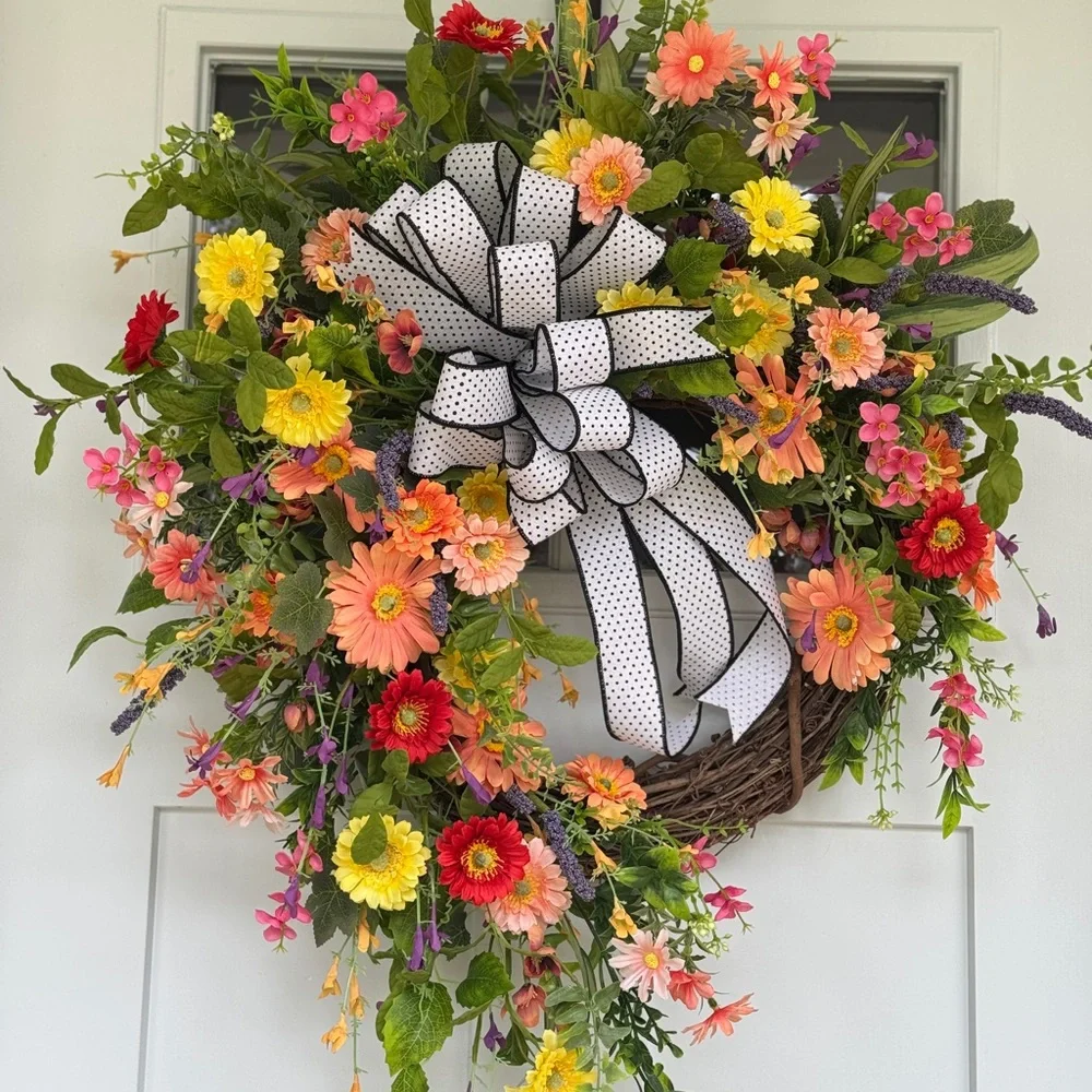 SOLD LOCALLY Spring Mixed Floral Design Wreath - Picture 9 of 9